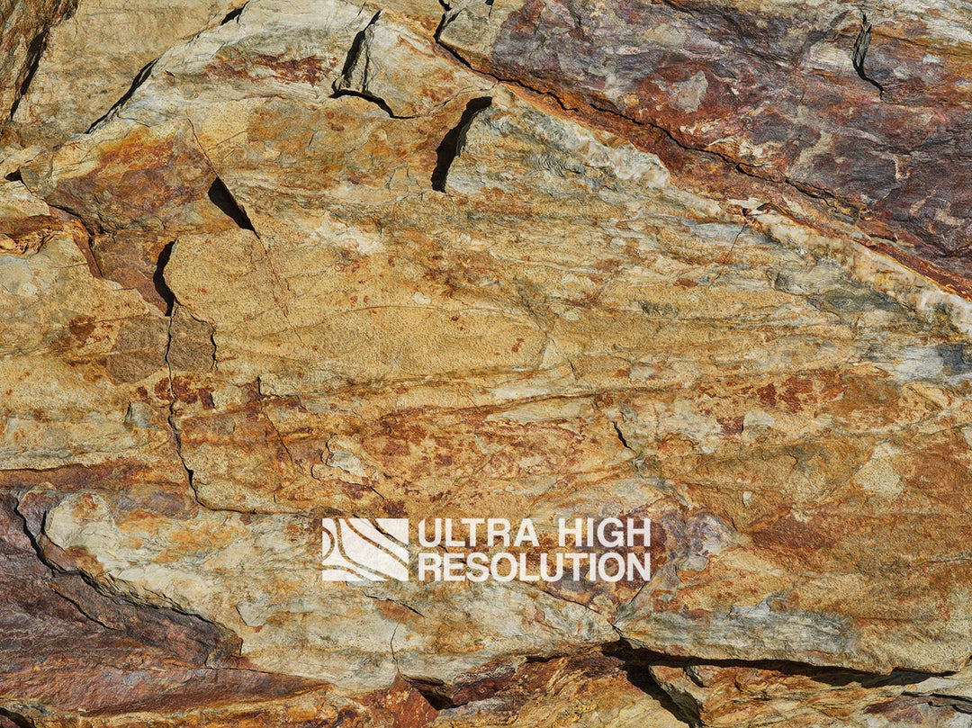 Ochre Iron-Stained Fractured Rock Texture (271cm x 203cm)