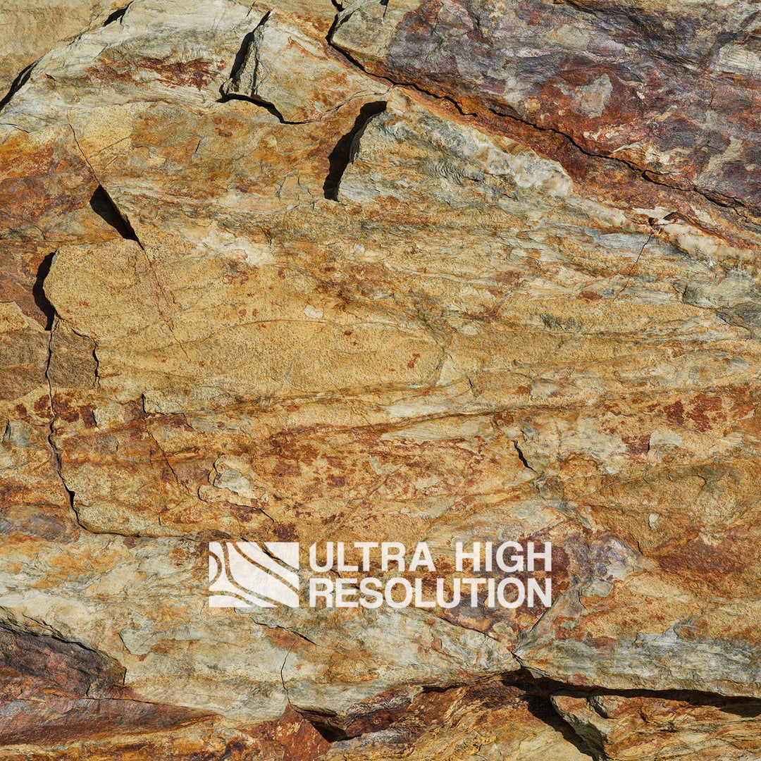Ochre Iron-Stained Fractured Rock Texture (271cm x 203cm)