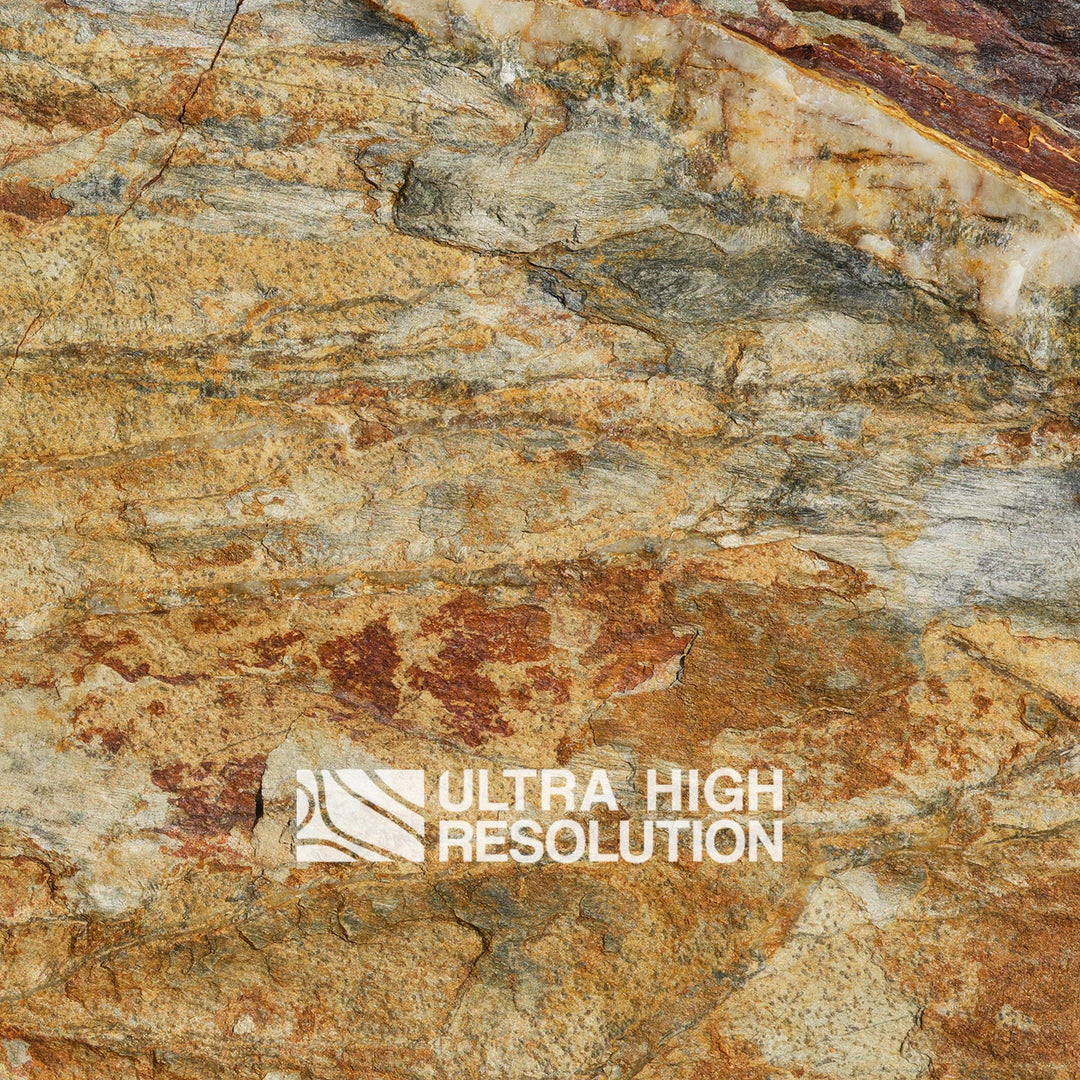 Ochre Iron-Stained Fractured Rock Texture (271cm x 203cm)